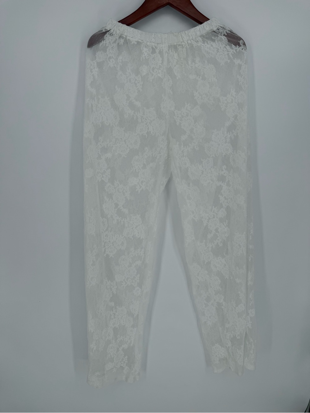 White Lace Women’s Jeans - Elegant Sheer Overlay SM